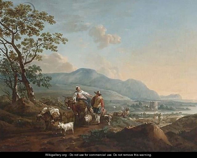 An Extensive River Landscape With Shepherds Driving Their Herd In The Foreground - (after) Nicolaes Berchem