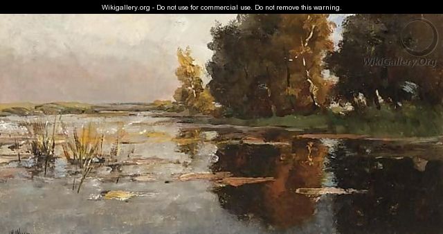 A River Landscape In Autumn - Jan Hillebrand Wijsmuller