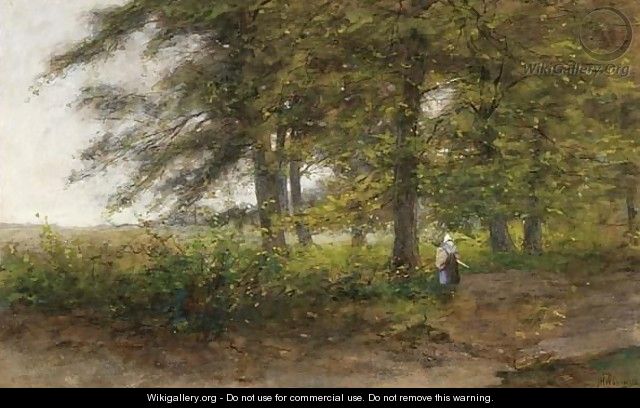 A Peasant Woman In A Forest Landscape - Jan Hillebrand Wijsmuller