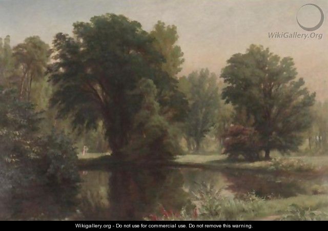 Landscape With Lovers By A Pond - Johannes Adam Simon Oertel