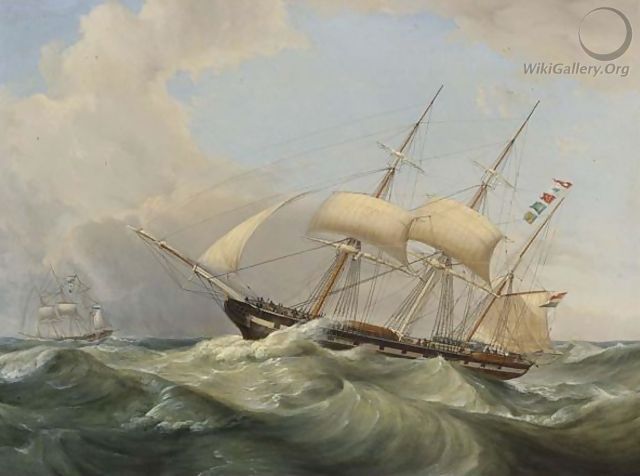 Shipping At Rough Seas - Casparus Johannes Morel