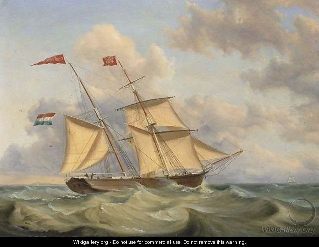 The Theodora Josina At Full Sea - Casparus Johannes Morel