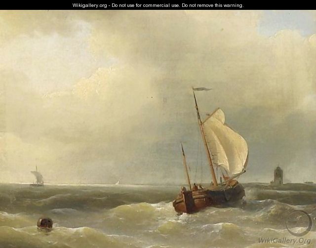 Shipping In Choppy Seas - Johannes Hermanus Koekkoek