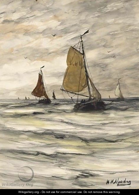 Fishing Boats At Sea - Hendrik Willem Mesdag