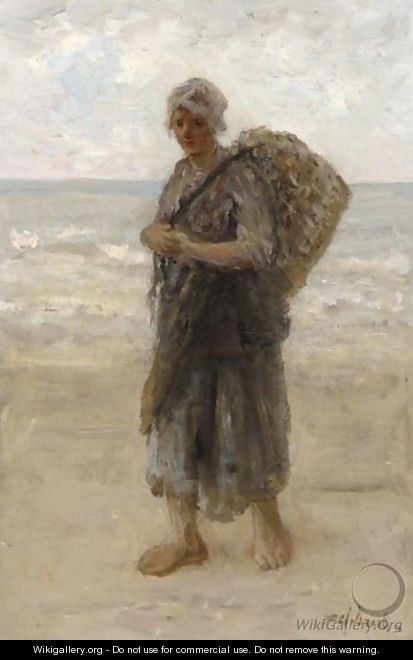 A Fisher Woman On The Beach - Jozef Israels