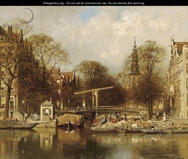 A View Of The Groenburgwal With The Zuiderkerk, Amsterdam - Johannes Christiaan Karel Klinkenberg