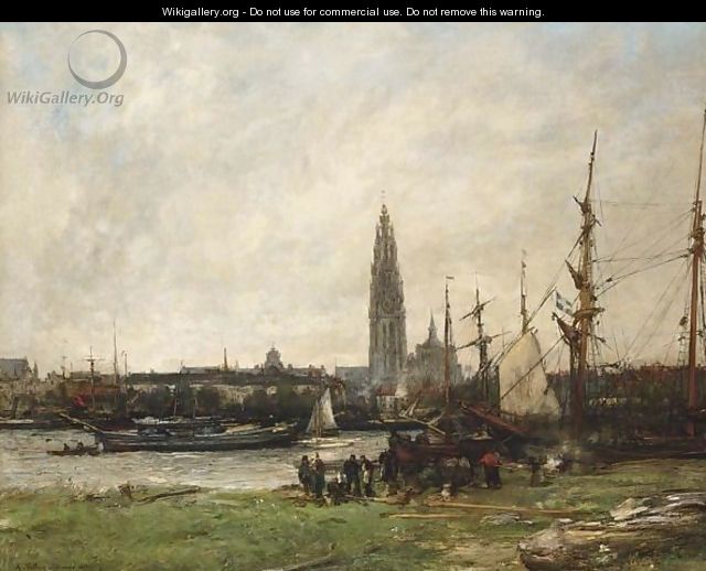 A View Of Antwerp - Antoine Vollon
