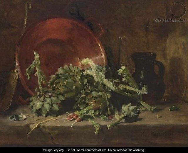 A Still Life With Artichokes - Philippe Rousseau