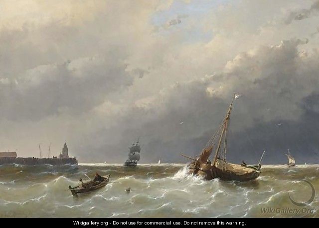 Shipping Off The Coast, Scheveningen - Andreas Schelfhout