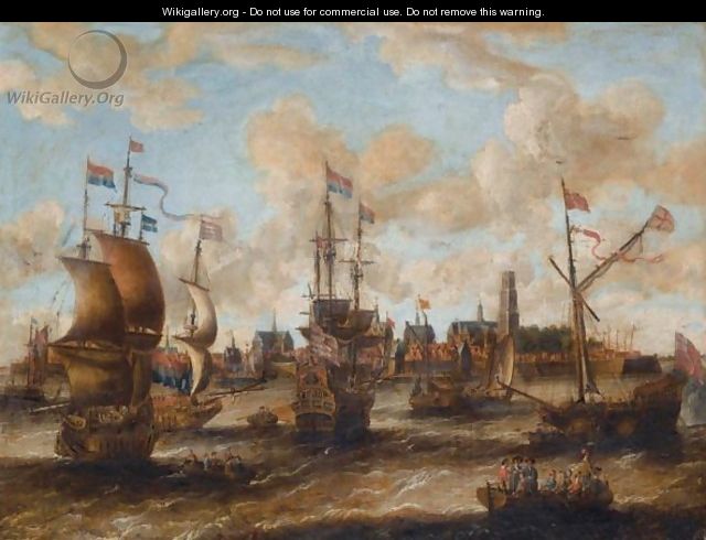 English And Dutch Shipping Off Antwerp - Petrus van der Velden