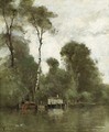 Boats At River Side - Paul Trouillebert