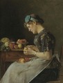 Young Woman Peeling Apples - Isidor Kaufmann