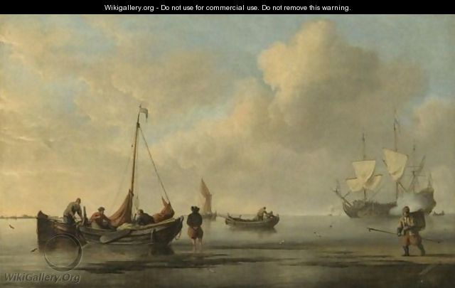 A Calm Day With Weyschuits Off A Beach, And Other Vessels Including A Man O