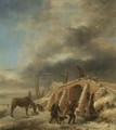 A Winter Landscape, With Figures By A Bridge Over A Frozen Stream - Philips Wouwerman