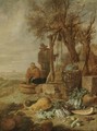 A Peasant Couple By A Well With A Distant View Of Paris - Willem Kalf