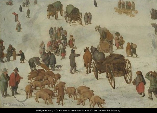 Studies Of A Pig Market - Jan, the Younger Brueghel