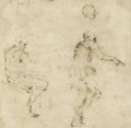 A Seated Roman Soldier, Another Standing And Pointing, And A Sketch Of A Head - Jusepe de Ribera