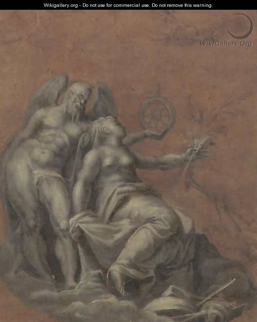 Allegorical Figures Of Time, Peace And Fame - (after) Giovanni Battista Zelotti