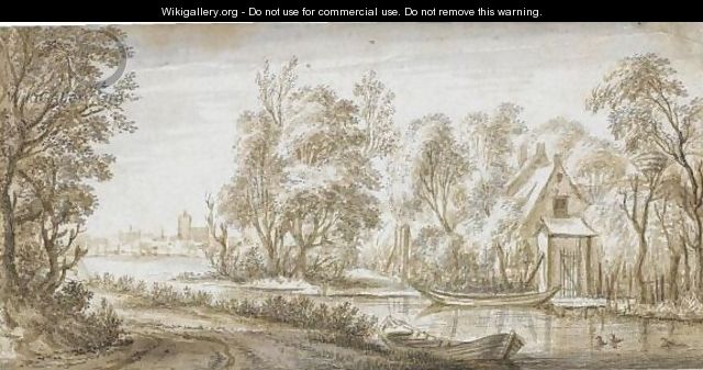 River Landscape With A Cottage Amongst Trees - (after) Adriaen Hendriksz. Verboom