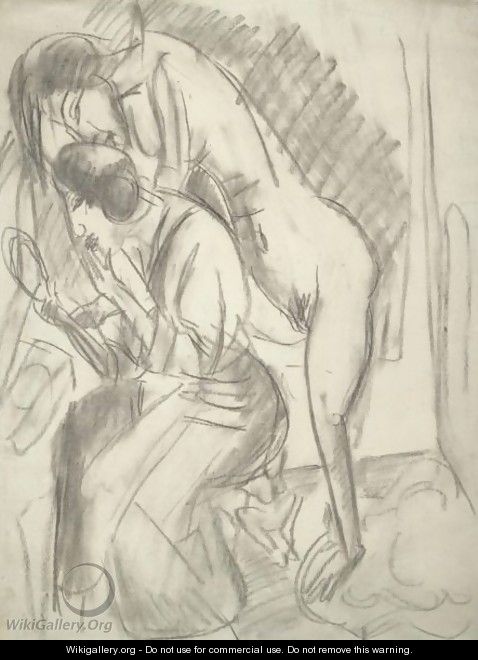 Zwei Madchen Am Toilettentisch - Ernst Ludwig Kirchner