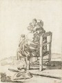 Caricature Of A Seated Beggar, Seen In Profile, Holding A Mug - Pier Leone Ghezzi