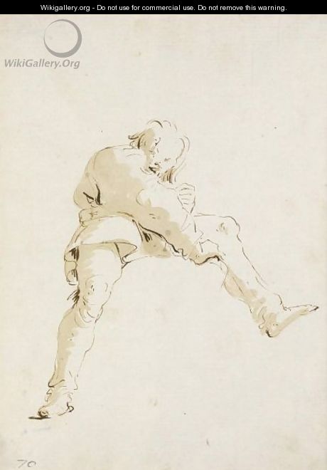 A Young Man, Seen From Below, Straddling A Cloud - Giovanni Battista Tiepolo