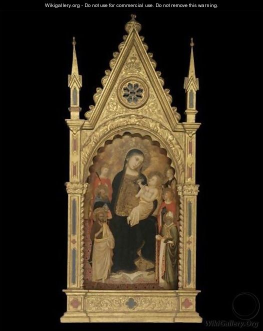The Madonna And Child Enthroned With Saints Catherine Of Siena - Florentine School
