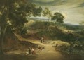 A Wooded Landscape With Nymphs And Putti Collecting Water In The Foreground - Flemish School
