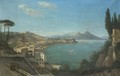 Naples, A View Of The Bay From Mergellina, With The Certosa Di San Martino And Santa Lucia, Mount Vesuvius Beyond - Neapolitan School