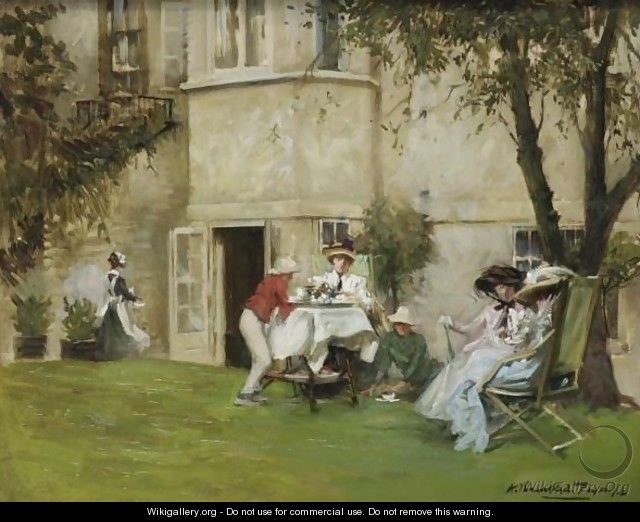 Tea In The Garden - Albert Chevallier Tayler