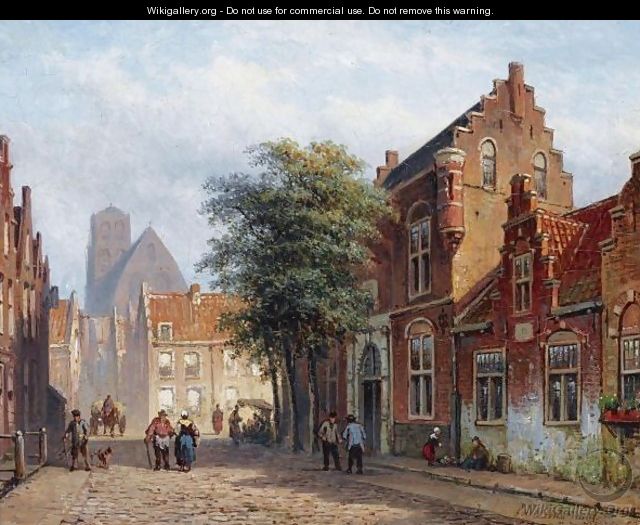 A Sunny Street In A Dutch Town - Eduard Alexander Hilverdink