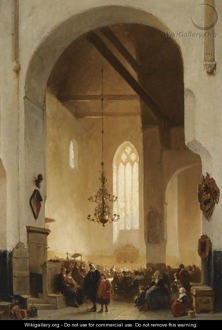 Figures At Mass In The Geertekerk, Utrecht - Johannes Bosboom