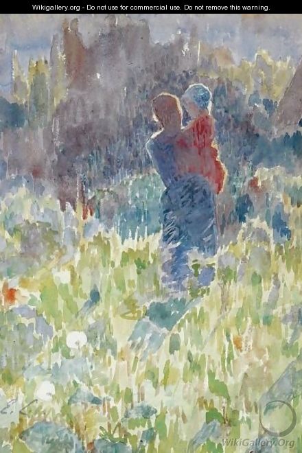 Mother And Child In A Sunlit Garden - Emile Claus