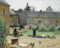 Women Hanging The Laundry Out To Dry In A Courtyard - Evariste Carpentier