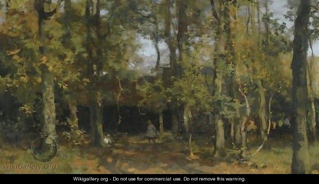 A Girl In The Woods Near A Barn - Willem Bastiaan Tholen