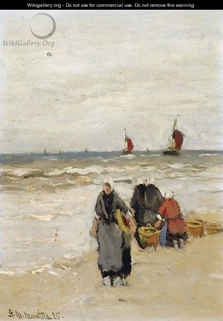 Fisherwomen On The Beach - Gerhard Arij Ludwig Morgenstje Munthe