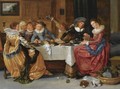 An Elegant Merry Company, Seated Around An Abundantly Laid Table, Drinking, In A Richly Decorated Interior - Hendrick Gerritsz Pot