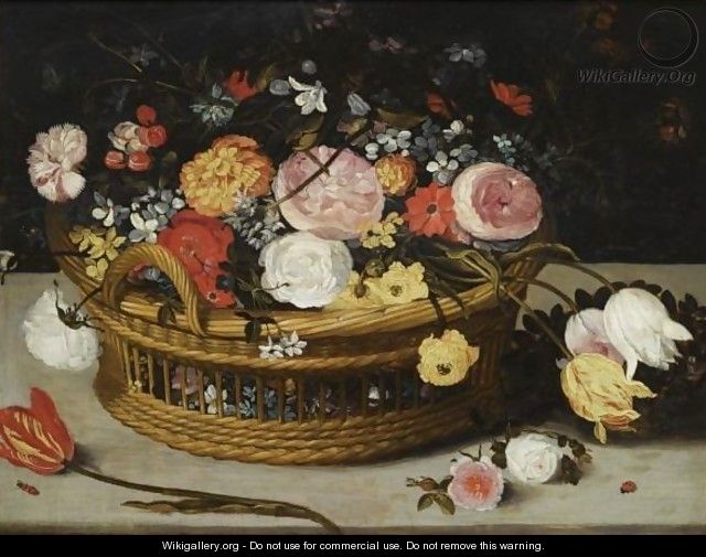 Still Life Of Roses, Tulips, Chrysanthemums, Anemones And Other Flowers - (after) Jan The Elder Brueghel
