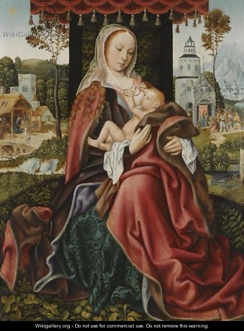 The Virgin And Child In A Landscape Setting - Master Of Frankfurt