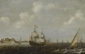 A Dutch Threemaster And Other Shipping In Choppy Waters, A View Of Fort Rammekens Off The Coast Of Vlissingen In The Background - Claes Claesz Wou