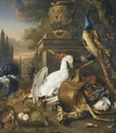 A Still Life With A Peacock, A Swan, A Deer, A Dog, A Monkey, A Pheasant And Other Game Birds - (after) Jan Weenix