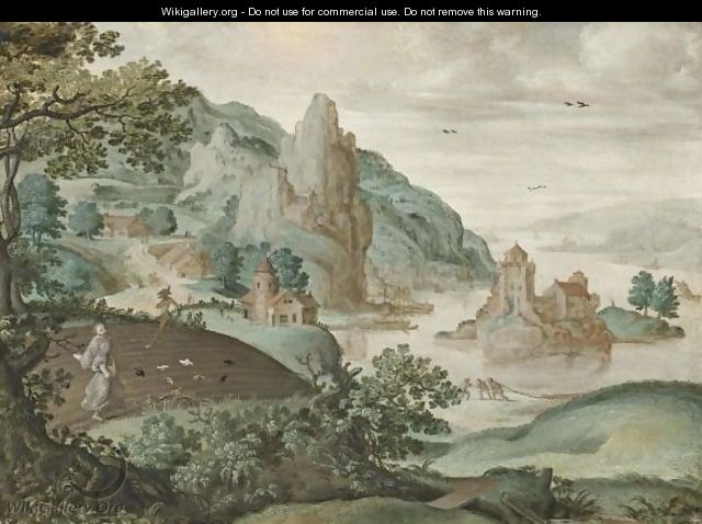 A Mountainous River Landscape With The Parable Of The Sewing Of The Tares - (after) Cornelis Massys