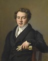 Portrait Of A Young Man, Half Length, Wearing Black Jacket And Holding A Pair Of Gloves - Josef Bartholomeus Vieillevoye