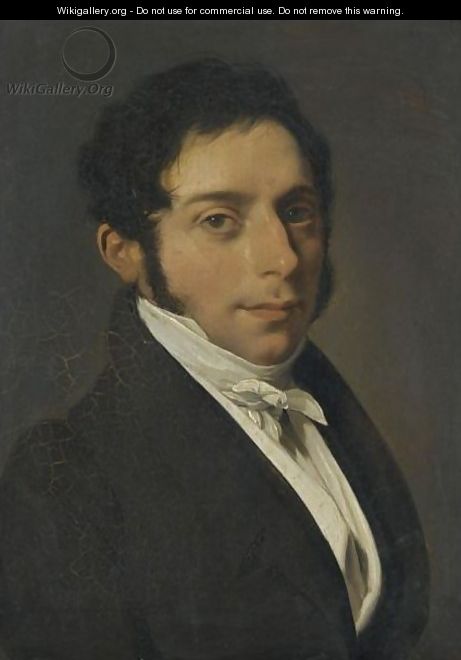 Portrait Of A Gentleman, Half Length, Wearing A Black Jacket And A White Shirt - Louis Léopold Boilly
