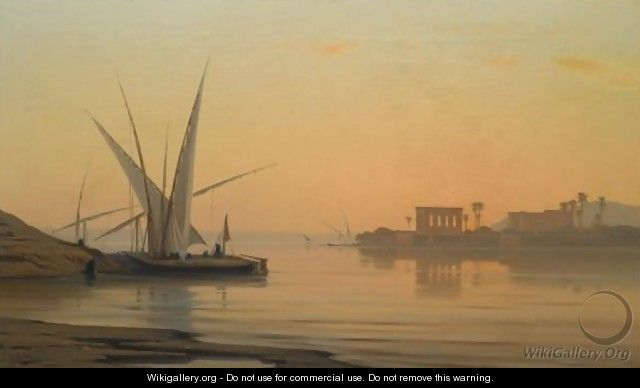 Dhows On The Nile, Philae - Auguste Veillon
