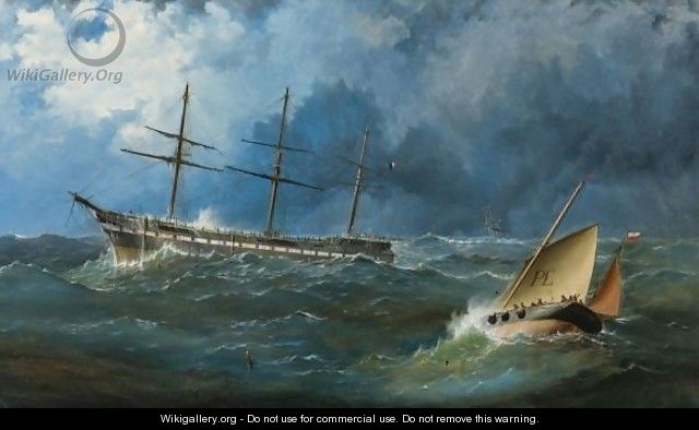 A French Sailing Packet Riding Out A Storm Off Penzance - Capt. John Haughton Forrest