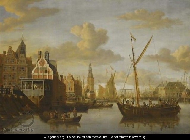 A View Of Amsterdam,with The Paalhuis At The Nieuwe Brug Over The Damrak In The Foreground - Jacobus Storck