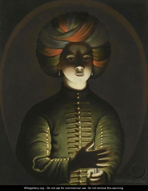 A Young Girl Wearing A Turban And Holding A Candle - (after) Wolfgang Heimbach