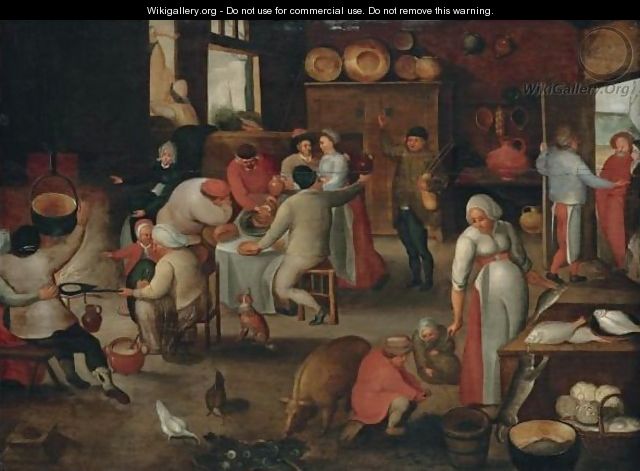 The Interior Of An Inn With Mary And Joseph Refused Entry At The Door - (after) Marten Van Cleve