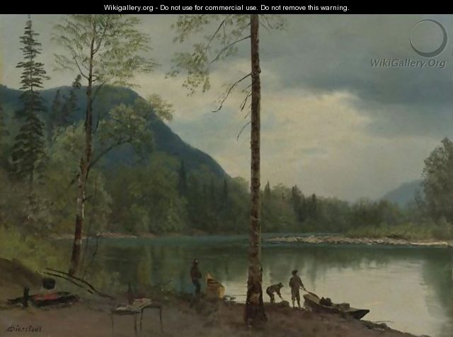 Campers With Canoes - Albert Bierstadt